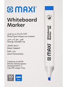 MAXI WHITE BOARD MARKER BLUE 10-PIECE BOX